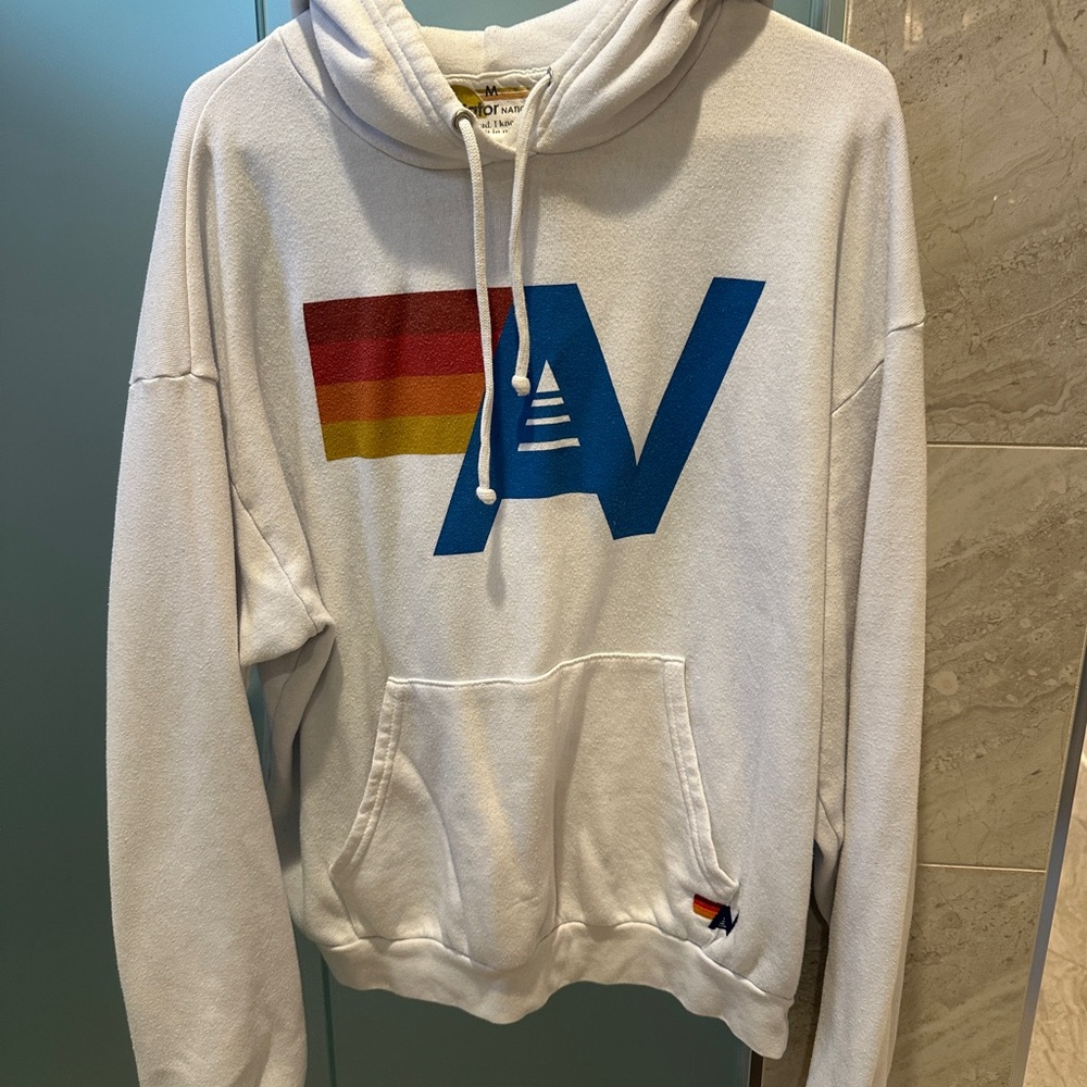 Aviator Nation White hooded logo Sweatshirt